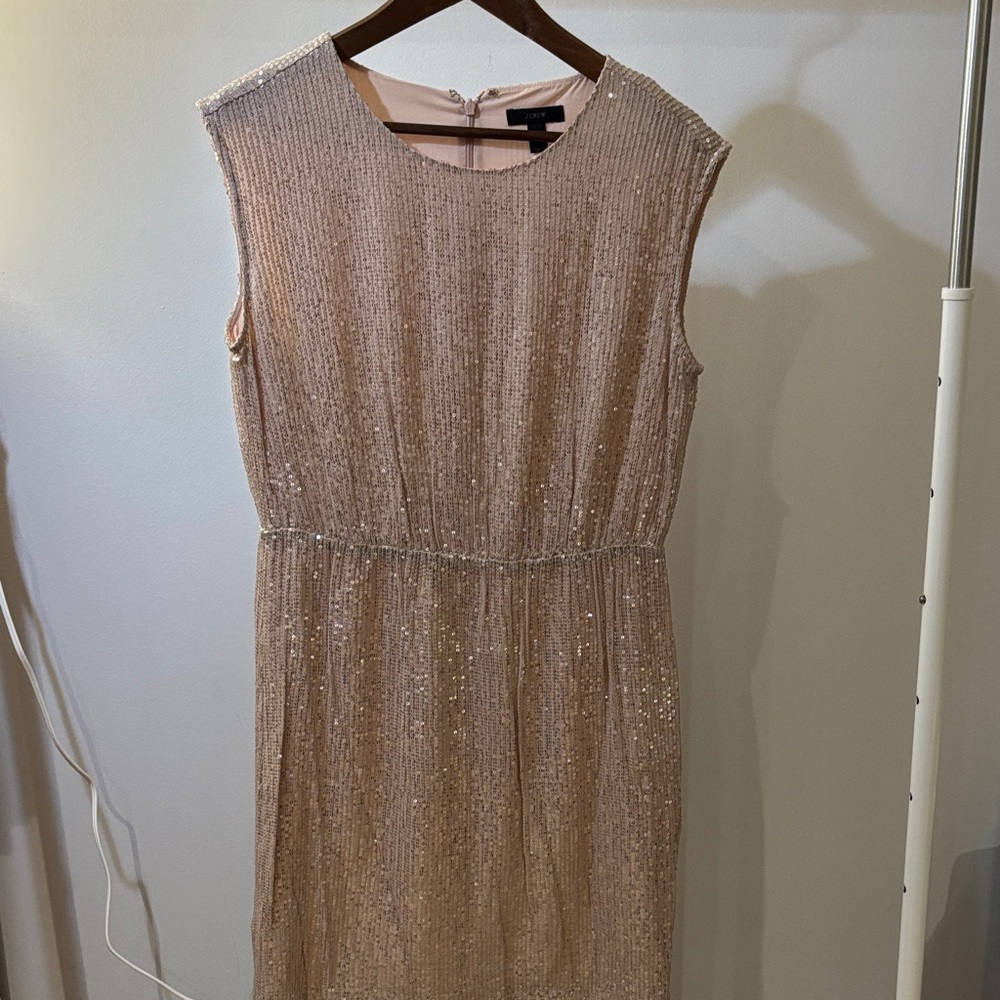 J. Crew Glittering Beige Sleeveless Midi Dress